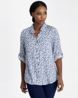 Contempo Blue Collared Henley Top Photo