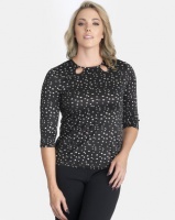 Contempo Black Printed Top With Cutout Detail Photo