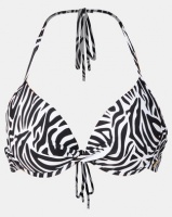 Sissy Boy Animal Print Padded Underwire Bikini Top with Crossover Detail Zebra Multi Photo