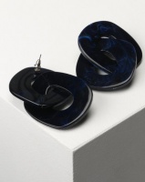 Jewels and Lace Perspex Statement Link Earrings Navy Photo