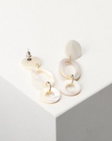 Jewels and Lace Shell Statement Drop Earrings Ivory Photo
