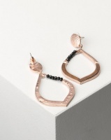 Jewels and Lace Wood Detail Statement Drop Earrings Rose Gold Photo