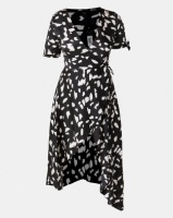 AX Paris Wrap Around Print Midi Dress Black Photo