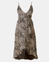 AX Paris Animal Print Frill Hem Dress Khaki Photo