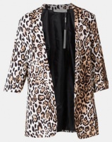 Liquorish Leopard Print Blazer Jacket 3/4 Sleeve Length Photo