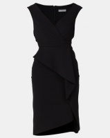City Goddess London Folded Peplum Midi Dress Black Photo