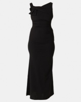 City Goddess London Side Shoulder Bow Maxi Dress Black Photo