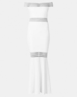 City Goddess London Bardot Fishtail Maxi Wedding Dress White Photo