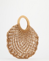 Miss Maxi Natural Crochet Wooden Handle Handbag Neutral Photo