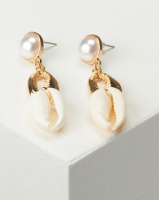 Miss Maxi Cowrie Shell Drop Earrings Gold-tone Photo