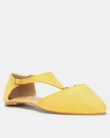 Legit Pointed Ankle-Strap Pump With Gold Metal Ring Detail Yellow Photo