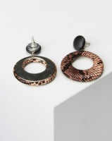 Lily Rose Lily & Rose Snake Print Circle Earrings Brown/Black Photo
