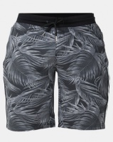 Brave Soul Palm Leaf Print Jersey Shorts Black/Grey Photo
