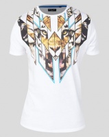 Brave Soul Tiger Placement Print T-Shirt White Photo