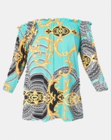 Slick African Royalty Emma Boho Top With Tie Sleeves Blue Photo