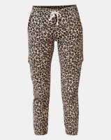 Revenge Cuffed Leopard Print Pants Beige Photo