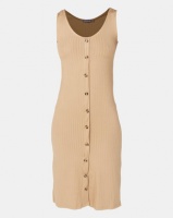 Utopia Knit Button Through Dress Camel Photo