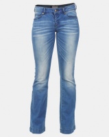 Utopia Mid Wash Flare Leg Jeans With Belt Blue Photo