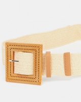 Joy Collectables Square Buckle Stretch Belt Light Natural Photo