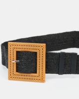 Joy Collectables Solid Square Buckle Stretch Belt Black Photo