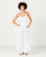 Assuili Linen Long Skirt With Pockets White Photo