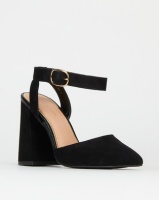 New Look Suedette Flare Heel Court Shoes Black Photo