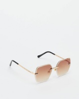 You I You & I Gradient Rimless Bevelled Edge With Plaited Detailing Sunglasses Light Gold Grey Photo