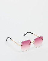 You I You & I Rimless Bevelled Edge With Plaited Detailing Sunglasses Light Gold Grey To Pink Photo