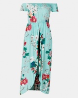 Utopia Floral Shirred Playsuit With Skirt Seafoam Photo