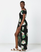 Utopia Floral Shirred Playsuit With Skirt Black Photo