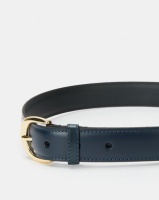 Paris Belts Navy Leather Small Western Buckle Belt Photo