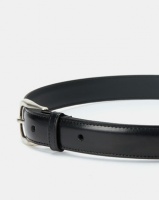Paris Belts Leather Silver Buckle Mock Croc Belt Black Photo