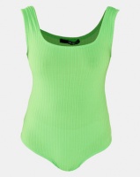 QUIZ Ribbed Bodysuit Neon Lime Photo