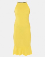 AX Paris Bodycon Midi Dress With Frill Hem Yellow Photo
