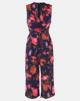 AX Paris Floral Culotte Jumpsuit With Tie Waist Navy Photo