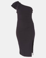 City Goddess London Frilled One Shoulder Midi Dress Black Photo