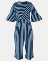 AX Paris Stripe Culotte Jumpsuit Blue Photo