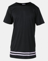 Utopia Longer Length Tee With Stripes Black Photo