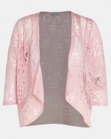 Queenspark Knit 3/4 Sleeve Cover Up Jacket Pink Photo