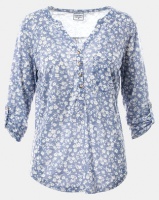 Contempo Burnout Henley With Tortoise Shell Blue Photo