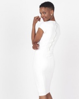 Sissy Boy Girl Boss Ruched Midi Dress Off White Photo