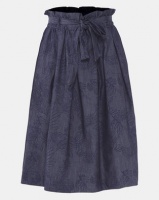 Utopia Denim Pleated Flare Blue Floral Skirt Print Photo