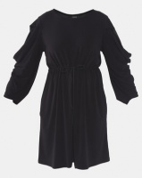 Erre Power Sleeve Casual Dress Black Photo