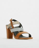 Urban Zone Double Strap Neutral Block Heel Tan Photo