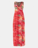 Utopia Maxi Dress With Slits Red Floral Print Photo