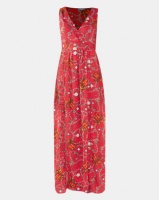 Utopia Maxi Dress With Slits Red Chain Print Photo