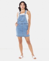 Brave Soul Dungaree Dress With Pocket On The Chest Mid Blue Photo