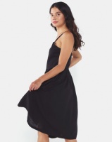 Brave Soul Strappy Button Dress With Pockets Black Photo