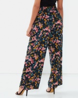 Brave Soul All Over Printed Wide Leg Pants Navy Photo