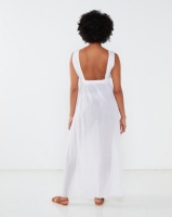 Brave Soul Grecian Beach Dress with Plunge V Neck Front & Side Split White Photo
